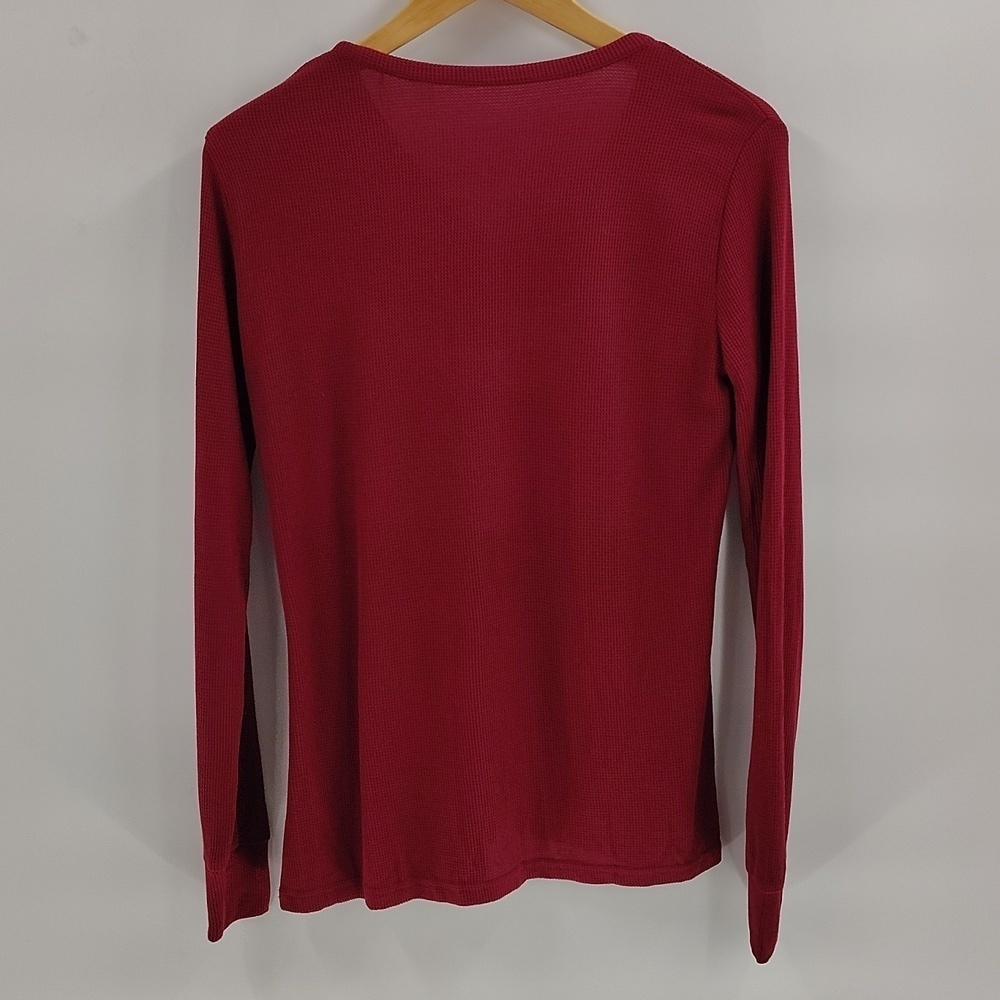 Posh Peanut burgundy maroon Henley Top Size Small Thermal Long Sleeve - Picture 6 of 7